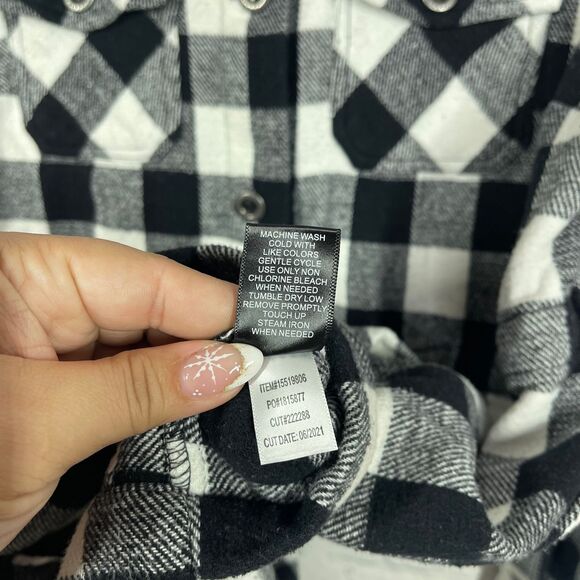 Torrid Coat Plus Women 1X Check Black White Chore Utility Jacket Cotton Shacket - Picture 9 of 13
